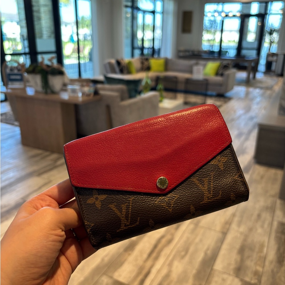 Louis Vuitton Red and Brown Pallas Compact Women's Wallet